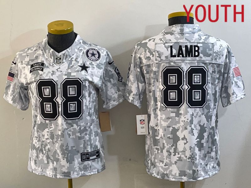 Youth Dallas Cowboys #88 Lamb Nike Arctic Camo 2024 Salute to Service Limited NFL Jersey style 1